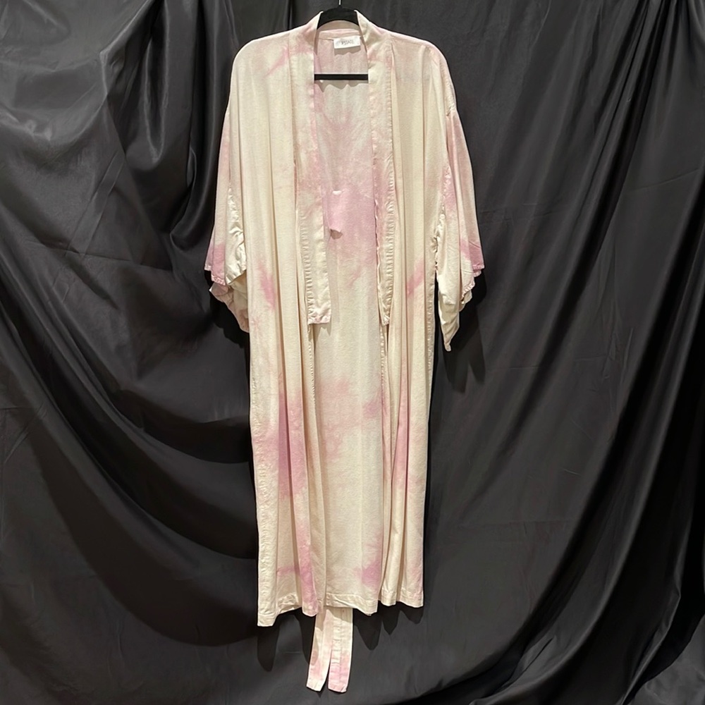 Upstate Raw Silk pink tye dye kimono style robe